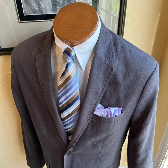 Kenneth Cole New York All Linen Gray Jacket Size 42R